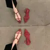Sandalias Planas Rojas de Estilo Francés de Nicho con Tiras Finas para Mujer, Nuevo Modelo de Verano 2026, Zapatos Romanos Estilo Hada para Combinar con Vestidos