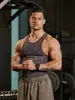 Chaleco acanalado de seda helada tejido nuevo Youngla para hombre, chaleco deportivo de fitness, mallas para correr, baloncesto, entrenamiento