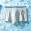 Roupa Íntima Masculina, Malha de Seda Gelo, Estilo Fino de Verão, Estampa de Desenho Animado, Cuecas Boxer Infantis Médias e Grandes, Shorts Boxer Estudantil, Comércio Exterior