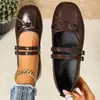 Sapatos Mary Jane planos plus size com laço, perfeitos para primavera e outono, apresentando um design doce e moderno com fecho de uma tira única, disponíveis para mulheres