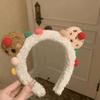 Faixa de Cabelo de Pelúcia para Lavar o Rosto e Maquiagem, Orelhas de Gato e Urso Fofas de Desenho Animado, Acessórios de Cabelo Femininos de Desenho Animado com Estampa de Leopardo, Novos Acessórios de Cabeça