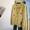Cardigan Tricotado Feminino de Outono e Inverno, Estilo Coreano de Luxo, Novo, Vintage, de Botão Único, Bordado com Flores, Jaqueta Suéter de Estilo Preguiçoso