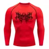 Teum Export Camiseta de Manga Corta con Cuello Redondo Estampada de Secado Rápido de Compresión para Hombre Y2K Ropa Interior Base para Correr Entrenamiento de Fitness Body