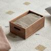 Caixa de Armazenamento de Mesa de Madeira Maciça de Nogueira Preta Caixa de Armazenamento Cosméticos Organizador de Arquivos Livros Caixa de Madeira Cesta Madeira de Nogueira Preta