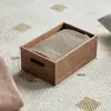 Caja de Almacenamiento de Escritorio de Madera Maciza de Nogal Negro Caja de Almacenamiento Cosméticos Documentos Libros Artículos Varios Organización del Hogar Caja de Madera Cesta