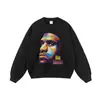 Moletom com Capuz Masculino Vintage Hip-Hop Streetwear Europeu e Americano Tendência Oversize Algodão Estampado Transfronteiriço