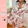 Novo Robe de Banho com Cadarço Floral Estilo Fino Pijama Feminino Roupa de Casa Primavera e Outono Manga Longa Fina Roupão de Pijama para Casa Atacado