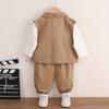Traje de primavera y otoño para niños 2 Ropa de trabajo para niños Hermoso traje de bebé de 1 a 5 años Traje de moda de tres piezas de manga larga de primavera para bebés