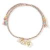 Pulsera Tejida de Cuerda Colorida con Perlas para Vacaciones de Verano en la Playa Tira de Mano Rayada Cuerda de Mano Corazón de Melocotón Pulsera Ajustable