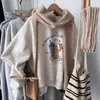 Sudadera Gruesa de Cuello Redondo con Forro Polar Estilo Coreano de Dibujos Animados de Oso para Mujer, Nueva Casual Versátil Holgada Juvenil Invierno 2025