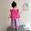 Conjunto de Manga Curta para Meninas Verão Calça Anti-Mosquito Infantil Conjunto de Duas Peças 2026 Novo Roupa Casual Fofa para Bebê Menina Roupa de Verão