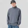 Suéter de cuello alto para hombre, prenda interior, otoño e invierno, nuevo, simple, de manga larga, top holgado, casual, color liso, suéter grueso