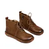 Botines Individuales de Piel de Vaca de Artesano con Cremallera Lateral Estilo Bosque Pulido en Color, Suela Suave, Planos Cómodos Versátiles para Mujer, Nuevo Modelo de Otoño