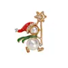 Nova Broche de Cristal Strass Pérola de Natal Europeu e Americano Personalidade de Alto Padrão Criativo Strass Esmalte Flor Broche Pinos