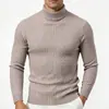 Suéter para Hombre Otoño/Invierno 2026, Tejido de Punto de Manga Larga de Cuello Alto, Estilo Europeo y Americano, Camiseta Básica de Punto Trenzado de Color Sólido Cálido