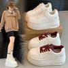 Zapatillas Blancas de Mujer para Aumentar la Altura, Suela Ultra Gruesa, Nuevo Estilo Primavera y Otoño 2026, Tacto de Alta Gama, Zapatillas Deportivas Casuales Color Rojo Angola