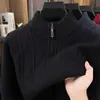 Suéter Masculino Jacquard com Gola Alta e Zíper Meio 2026 Outono/Inverno Novo Tricô Espesso Anti-pilling Suéter Quente Masculino