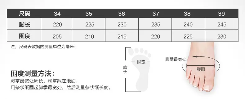 7尺码表