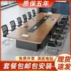 Mobiliario de oficina nuevo: mesa de conferencias grande, escritorio largo, diseño simple y moderno, escritorio de oficina, juego de mesa y sillas para sala de conferencias, esquinas redondeadas