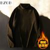 Camiseta Base Estilo Perezoso de Cuello Semi Alto Estilo Coreano para Hombre, Otoño e Invierno, Prenda Interior Versátil de Color Sólido, Camiseta Térmica de Manga Larga, Cuello Redondo