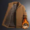 Jaqueta plus size M-8XL para homens, outono e inverno, forrada com fleece, espessada, gola alta, casaco acolchoado de algodão, peça de outer wear solta e casual