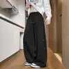 Pantalones de chándal grises para hombre, de peso pesado, pierna ancha con cordones, perfectos para otoño e invierno, con un estilo americano moderno y un corte relajado, adecuados para adolescentes
