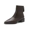 Novedad Otoño/Invierno 2026 Botines de Punta Fina con Tacón Grueso para Mujer Cremallera Trasera Piel Suave Botas Adelgazantes Elegantes Versátiles para el Trabajo Botas Individuales