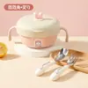 Tazón infantil de acero inoxidable 316, tazón para comida de bebé, tazón para alimentar a lactantes, juego de vajilla portátil para niñas, apto para uso en exteriores