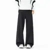 Pantalones casuales personalizados/estilo americano de corte inclinado, corte ajustado, ligeramente acampanados para otoño, diseñados para estilizar y alargar las piernas, versátiles para el trabajo con elasticidad, pierna recta y corte holgado
