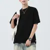 Camiseta de Verano con Textura de Manga Corta para Hombre, Corte Holgado, Color Sólido, Botones en el Dobladillo, Cuello Redondo, Manga Media, Top de Ropa de Trabajo para Hombre