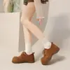Zapatos de Mujer con Aumento Oculto de Altura, Punta Ancha, Zapatos Derby de Gamuza, Mocasines Retro con Cordones de Suela Gruesa, Zapatos de Cuero Estilo Británico, Zapatos de Vestir