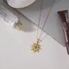 Estilo Clásico Acero Inoxidable Oro 18K Colgante Sol Turquesa Azul Collar Acero de Titanio Joyería de Lujo Ligero Nicho Transfronteriza