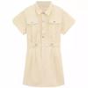 Camisa Polo de Algodão Europeia e Americana para Comércio Exterior com Cintura Marcada Manga Curta Saia Curta Estilo Xiagang Chic Hip para Crianças