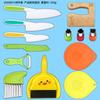 Cuchillo de Plástico para Fruta para Educación Temprana Infantil Cuchillo para Pelar Melón y Fruta Tabla de Cortar Patatas Molde para Galletas para Alimentos Complementarios Juego de Recogedor y Escoba