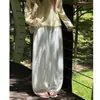 Calça Branca de Tencel Modelo Balão Wide-Leg para Mulheres, Estilo Verão Fino, Petite Cintura Alta Solta Casual Cropped de Algodão e Linho
