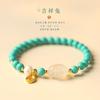Pulsera de conejo de jade exquisita Lucky Brand para niña, regalo de San Valentín para novia, año del conejo de la vida 2023, cadena lisa turquesa.