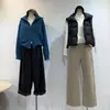 Tejido de punto con mezcla de lana y hilo de brezo azul, solapa grande, doble cremallera, cárdigan, abrigo suéter adelgazante holgado para Otoño Invierno