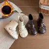 Botas de Piel para Niña 2026 Otoño Nuevo Estilo Retro Moño Moda Coreana Botines Versátiles Estilo Ballet Modernas
