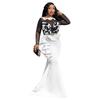 Vestido de Gala de Encaje y Malla Transparente con Volantes para Mujer Tallas Grandes Europeo y Americano 2026