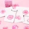Pegatinas sencillas de pétalos de flor de cerezo, estilo femenino, para decorar diarios de estudiantes, álbumes de recortes y álbumes de fotos; pegatinas de plantas con adhesivo y papelería