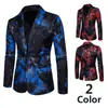 Traje de un botón para hombre nuevo de otoño e invierno 2017 talla europea abrigo de vestir casual para hombre con estampado digital