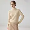 Suéter feminino de gola alta em cashmere com trança diagonal, base de lã macia e quente, top de malha de manga longa