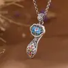 Estilo de Vida Colgante Ruyi Personalizado para Mujer Estilo Étnico Chino Esmalte Color Artesanía Collar Colgante