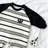 Mameluco Rayado para Bebé 2026 Ropa Infantil de Primavera y Otoño Lindo Bolita de Carbón Mono de Moda con Bloques de Color de Manga Larga