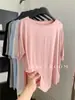 95% Viscosa, Dobladillo Denso de Modal, Camiseta de Manga Larga para Mujer, Estilo Sencillo y Fluido, Camiseta de Manga Corta con Abertura Lateral, Verano 2025