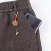 Pantalones de Mamá Elegantes Estilo Primavera/Otoño Pantalones para Mujeres de Mediana Edad y Mayores Pantalones Rectos de Cintura Alta Pantalones Largos Cálidos de Terciopelo Plus Estilo Otoño/Invierno de Abuela