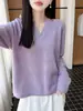 Suéter 100% lana con bordes enrollados, 26 estilos nuevos, tejido calado, holgado, casual, top adelgazante