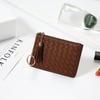 Bolsa de moedas pequena com zíper nova para primavera e verão, bolsa simples de cor sólida leve para cartões, bolsa tecida à mão, bolsa feminina fofa e requintada