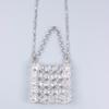 Bolso bandolera de cristal acrílico personalizado, tejido a mano, transparente, con forma de lápiz labial y auriculares.
