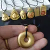 Colgante Cabeza de Buda Dorado Arena Anti-Vietnamita Collar de Oro Método Antiguo Joyería al por Mayor para Mujer Candado Ping An Xiangyun Colgante Sencillo para Pareja